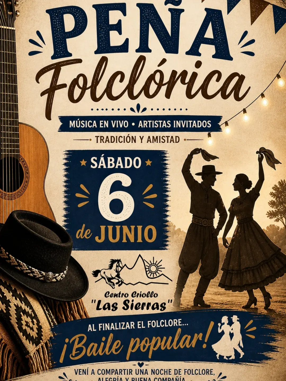  Sábado 6 de junio Centro Criollo Las Sierras Música en vivo Artistas invitados (ampl.webp