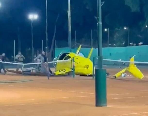 Cayó un helicóptero sobre las canchas de tenis del ex circuito KDT de Palermo