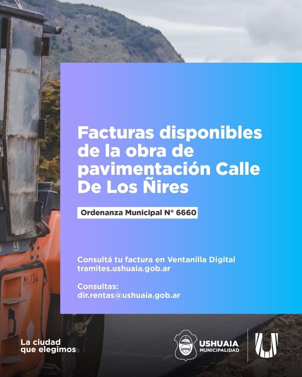 CONTINÚA HABILITADO EL PAGO DE FACTURAS PARA LA OBRA DE PAVIMENTACIÓN DE CALLE DE LOS ÑIRES CONTINÚA HABILITADO EL PAGO DE FACTURAS PARA LA OBRA DE PAVIMENTACIÓN DE CALLE DE LOS ÑIRES