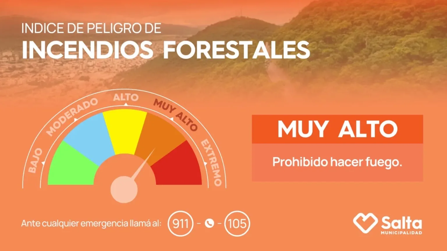 Alerta por vientos y riesgo muy alto de incendios forestales en Salta