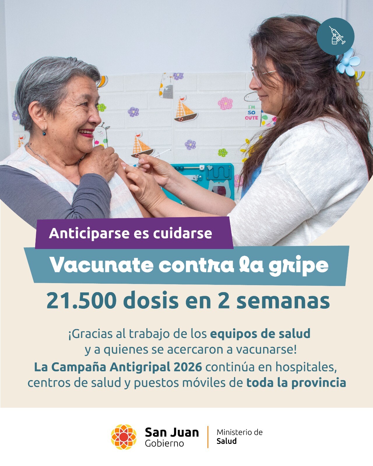 1000648998.jpg San Juan; Campaña de inmunización. Bajo el lema «Anticiparse es cuidarse»