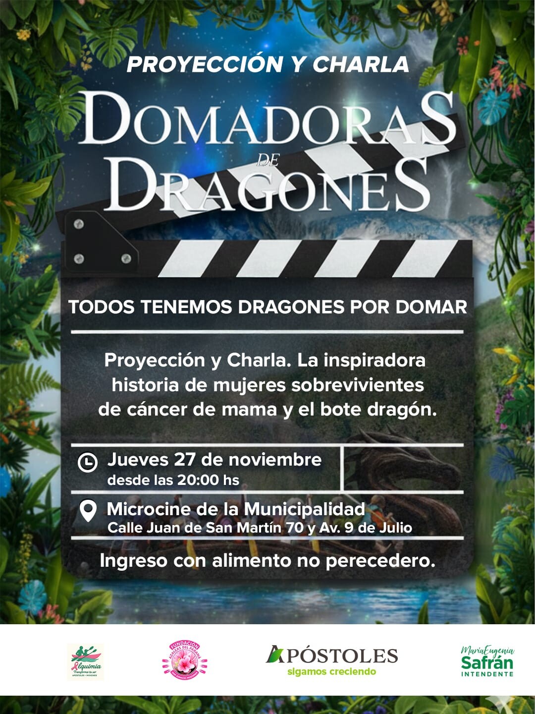 Proyección y Charla “Domadoras de Dragones” Inspirada en Mujeres con Cáncer de Mama