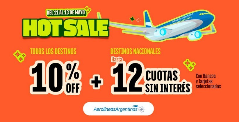 Hot Sale Aerolíneas Argentinas: 10% en todos los destinos
