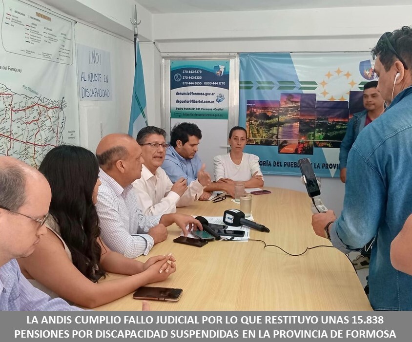 1.jpg La ANDIS cumplió fallo judicial por lo que restituyó unas 15.838 pensiones por discapacidad suspendidas en la provincia de ormosa