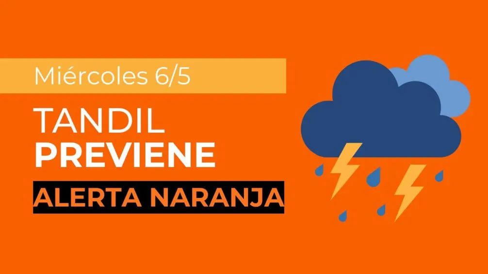 Recomendaciones ante alerta meteorológica nivel naranja por tormentas para Tandil