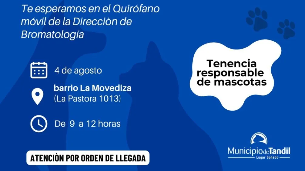 El Programa de Castraciones y Vacunaciones Gratuitas en los Barrios estará este martes en Movediza