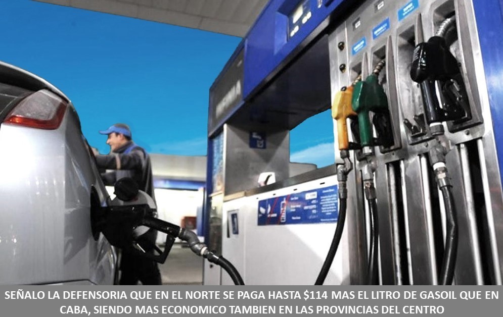 Señaló la Defensoría que en el norte se paga hasta 4 más por libro de gasoil que en CABA, siendo más económico también en las provincias del centro