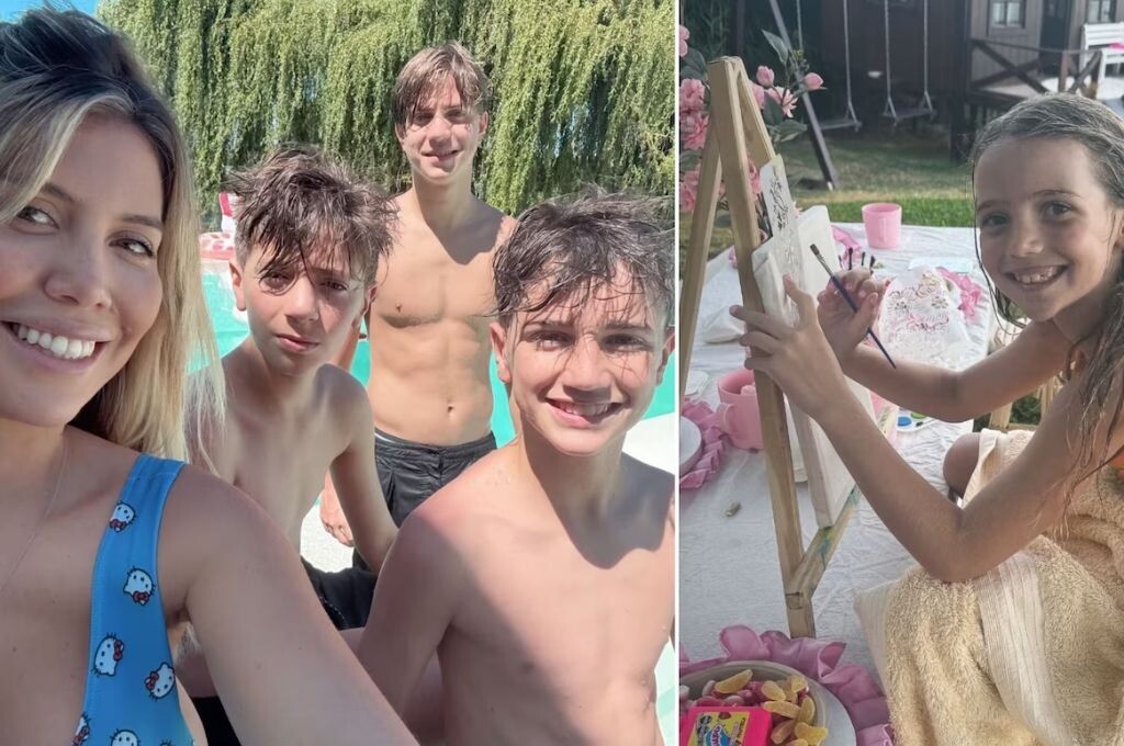 Wanda Nara disfrutó una divertida tarde con sus cinco hijos en Santa Bárbara