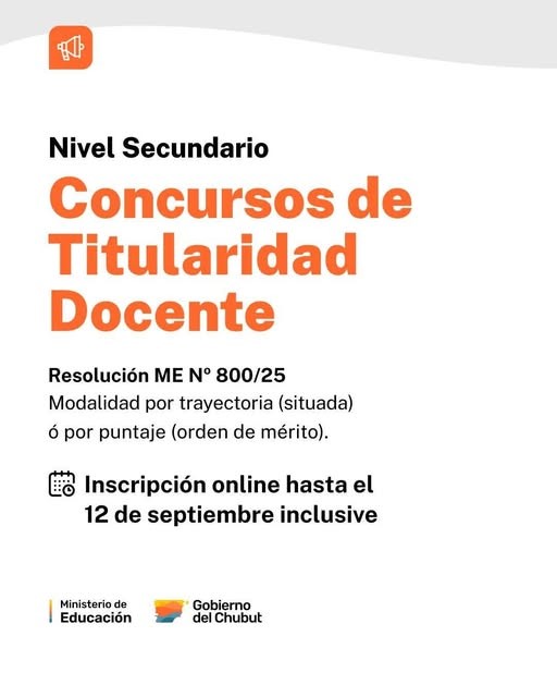 Convocatoria a Concursos de Titularización Docente en el Nivel Secundario