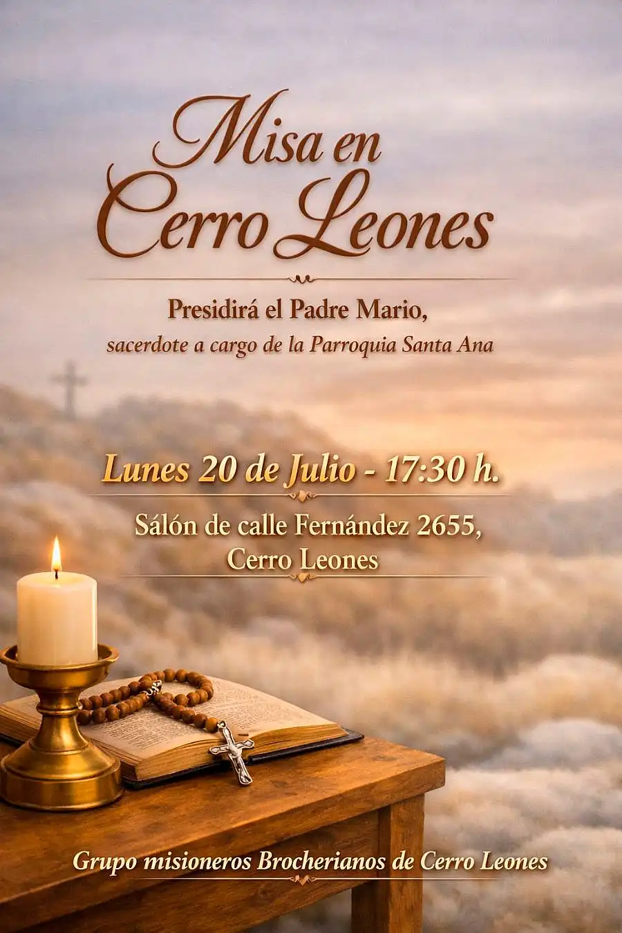 Misa en Cerro Leones: invitan a la comunidad a participar de la celebración este 20 de julio