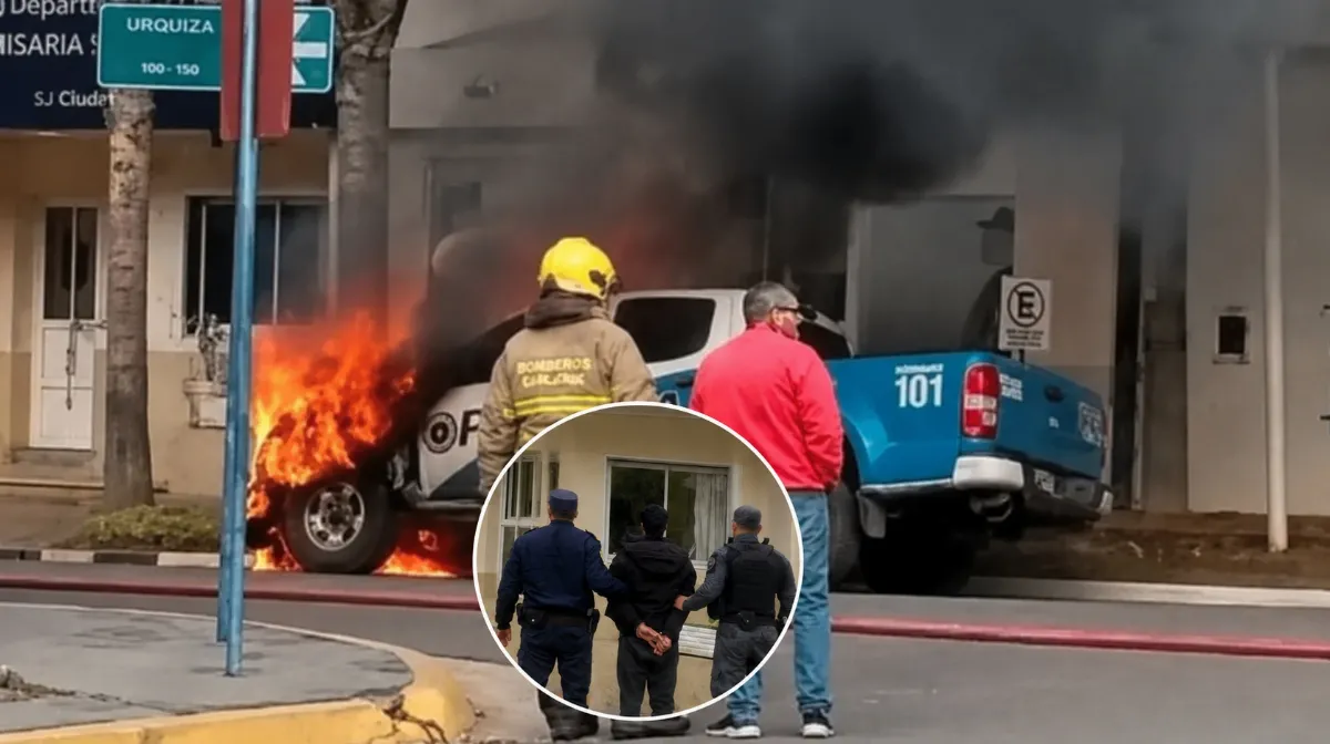 Un hombre de 26 años fue arrestado por el incendio intencional de un vehículo policial.