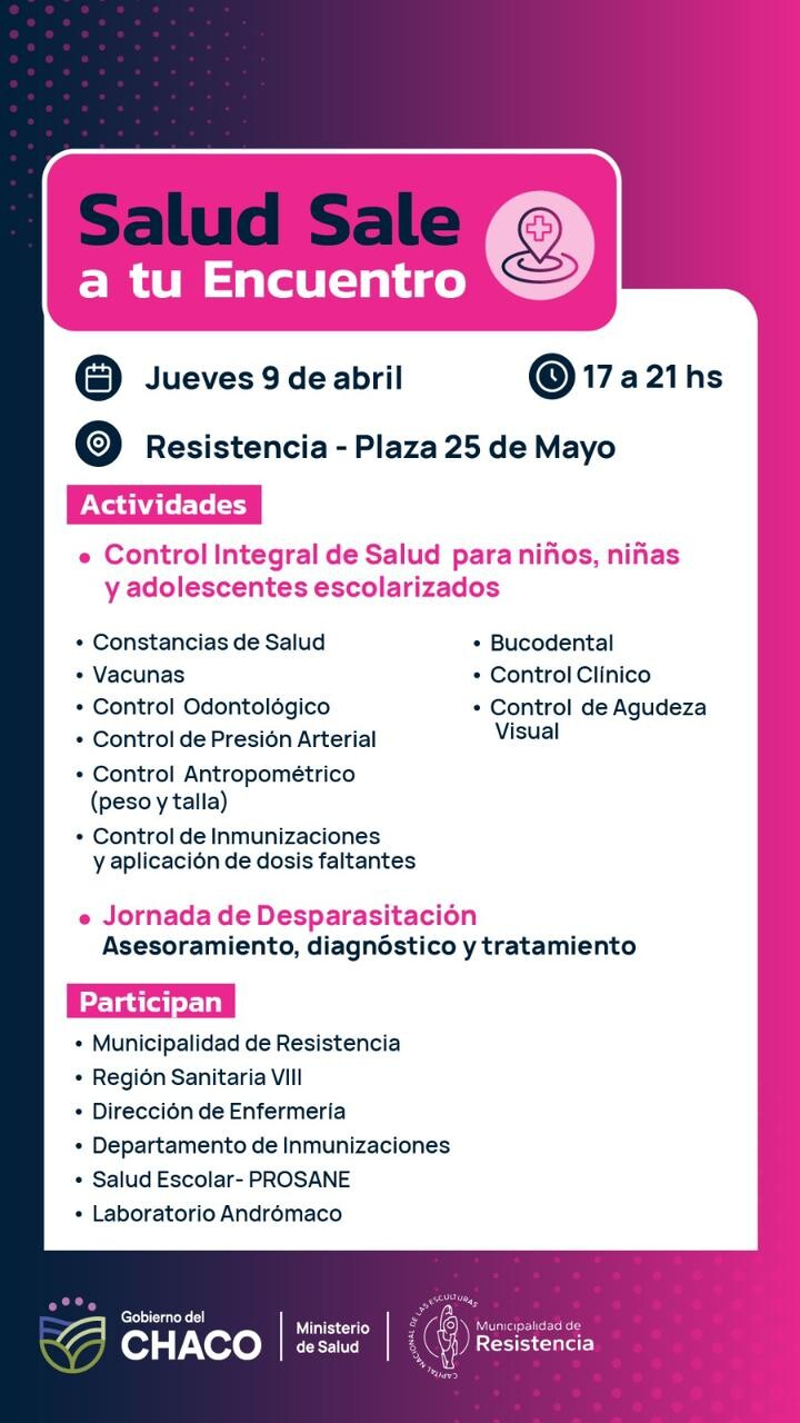 ESTE JUEVES 9: NIÑOS Y ADOLESCENTES ACCEDERÁN A CONTROLES GRATUITOS EN UNA JORNADA INTEGRAL