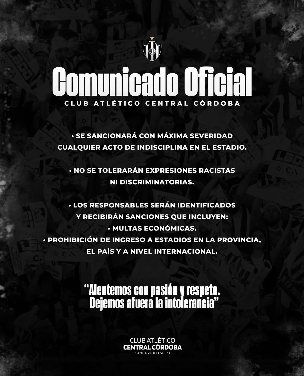 Comunicado oficial del club Central Córdoba