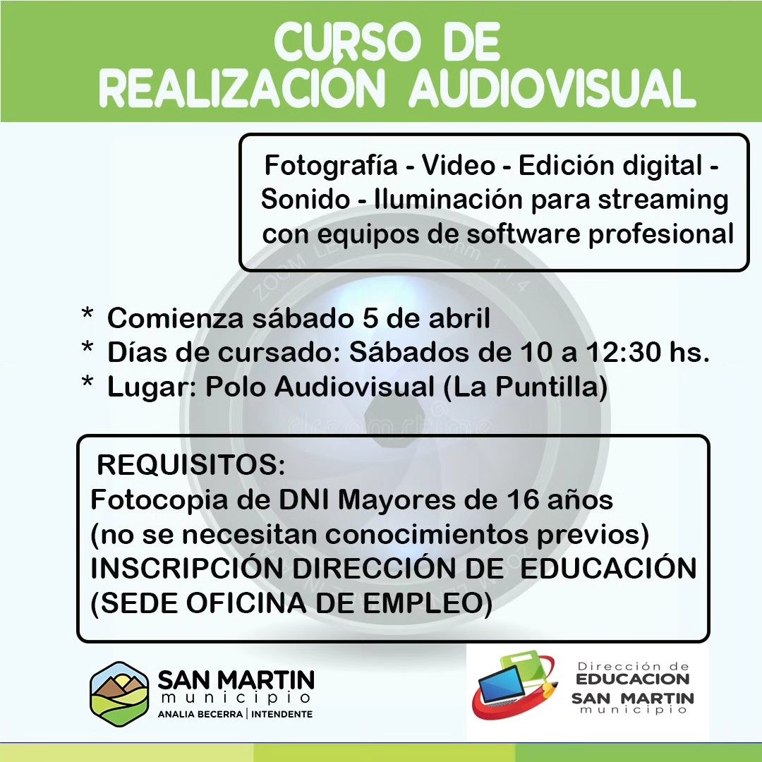 El municipio de San Martin realizara un Curso de Realizacion de AudioVisual