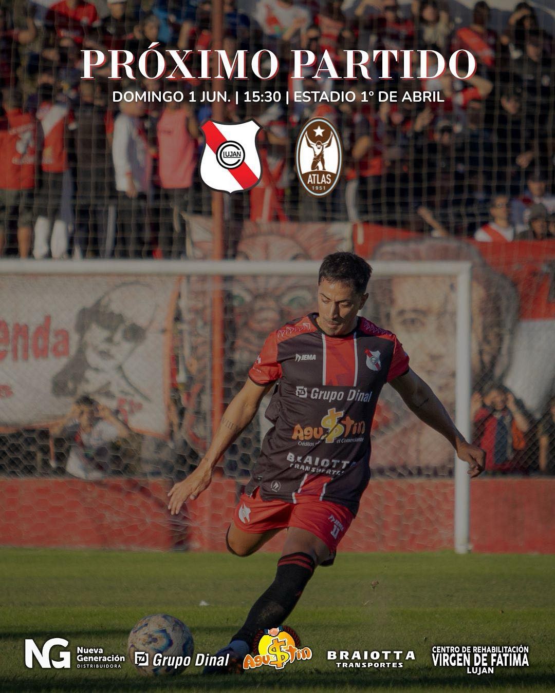El Club Luján vuelve a jugar en casa este domingo 1° de junio, desde las 15:30 horas, cuando reciba a Atlas en el Estadio 1º de Abril por una nueva fecha del torneo.