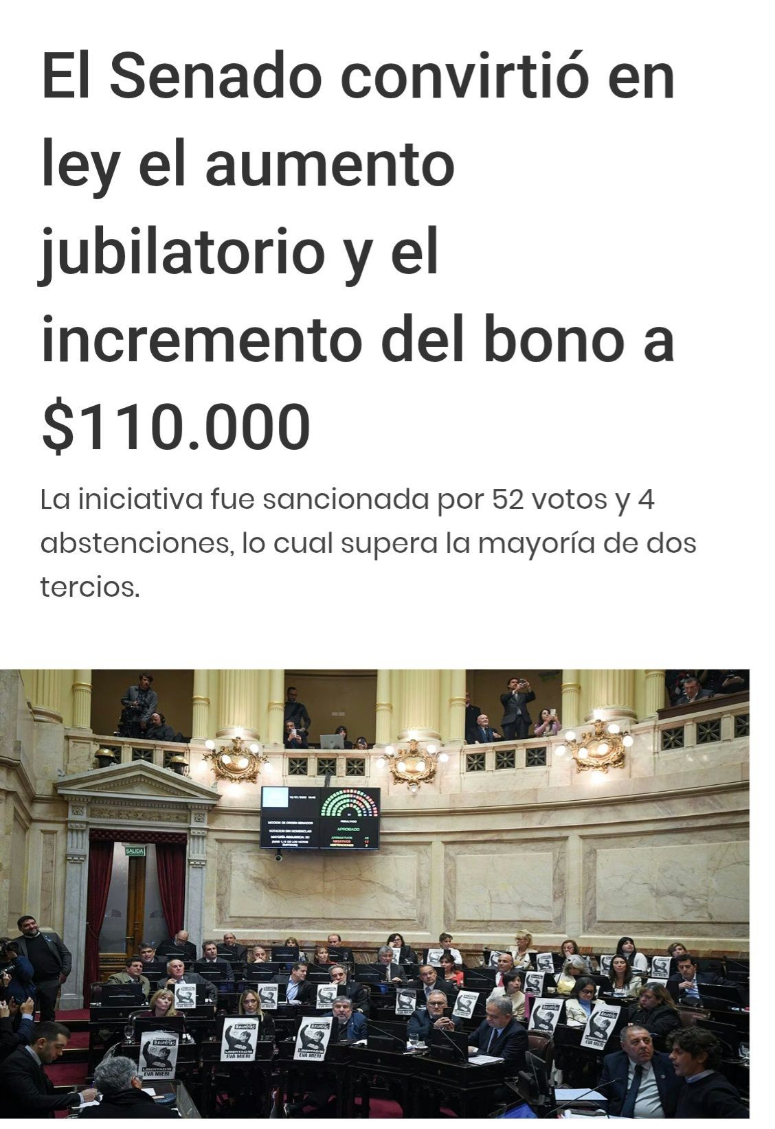 EL SENADO DE LA NACIÓN APROBÓ ESTE JUEVES LA NUEVA LEY DE MOVILIDAD JUBILATORIA QUE ESTABLECE UN AUMENTO