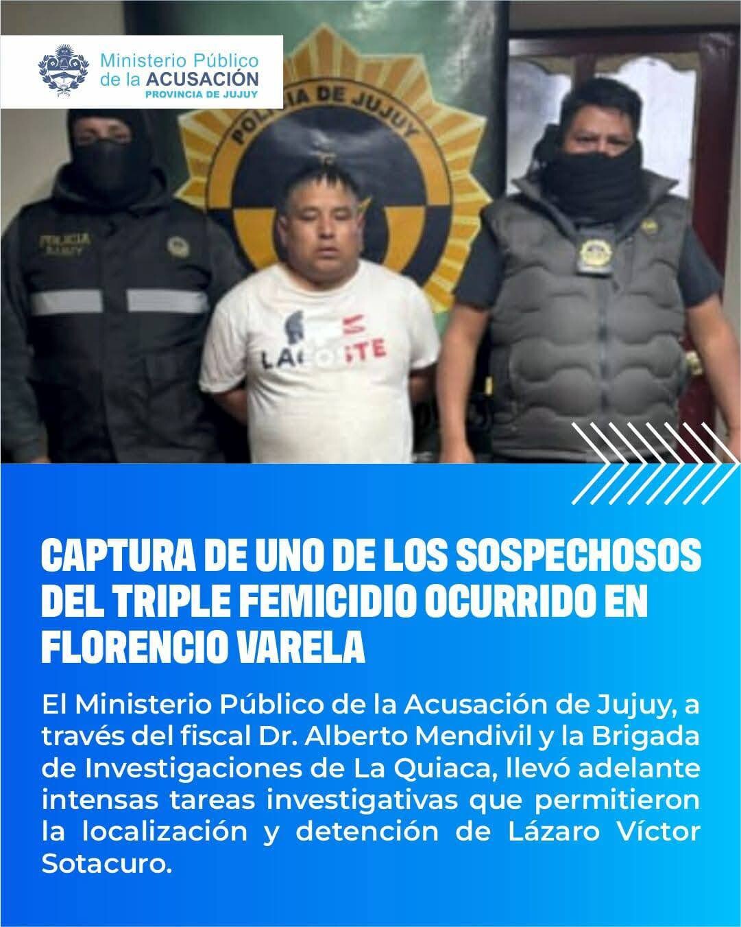 Capturaron a uno de los principales sospechosos del triple Homicidio de Florencio Varela