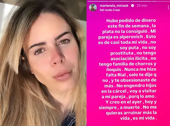 Marianela Mirra blanqueó su amor con Alperovich