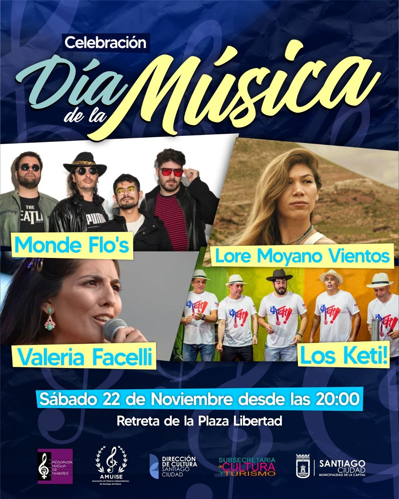 La Municipalidad programó una variada cartelera para celebrar el Día de la Música este sábado en la Plaza Libertad