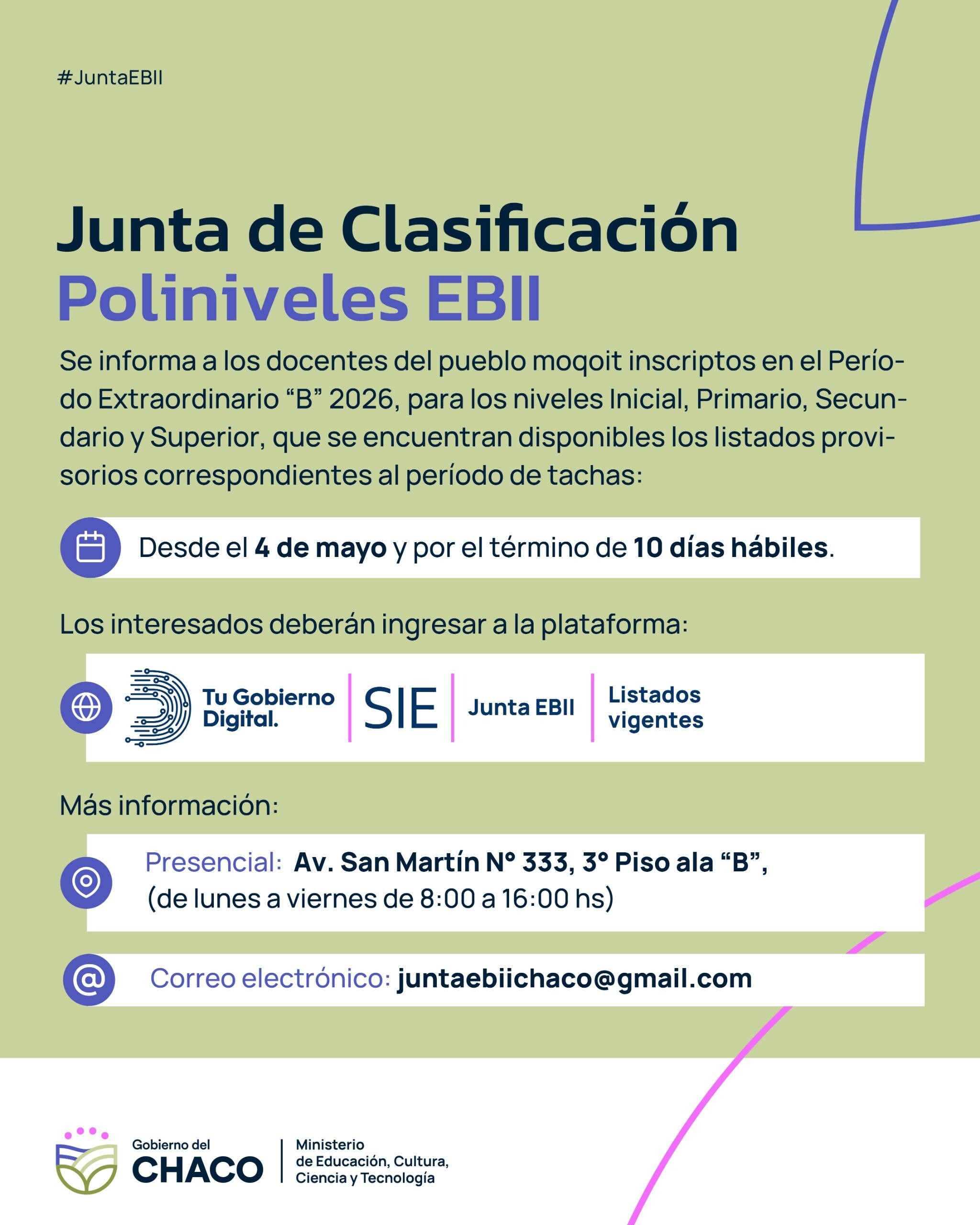 DOCENTES DEL PUEBLO MOQOIT: DISPONIBLES LOS LISTADOS PROVISORIOS DEL PERÍODO EXTRAORDINARIO “B”