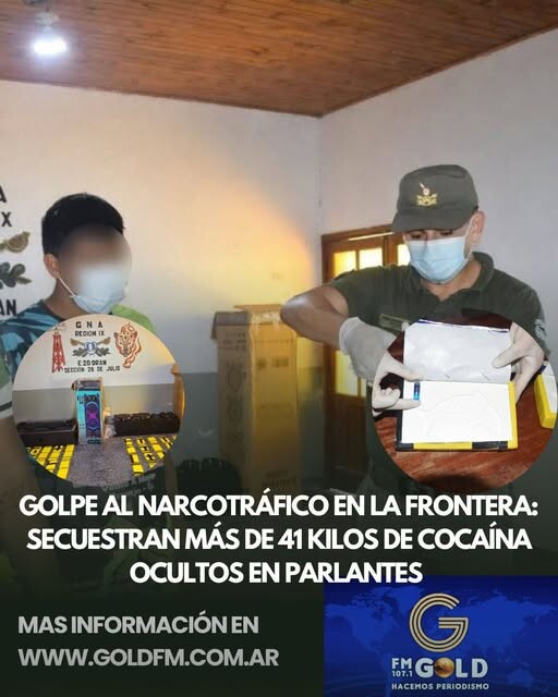 GOLPE AL NARCOTRÁFICO EN LA FRONTERA: SECUESTRAN MÁS DE 41 KILOS DE COCAÍNA OCULTOS EN PARLANTES