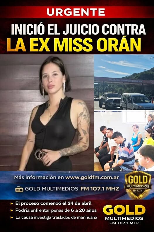 JUICIO CONTRA LA NARCOMODELO: EX MISS ORÁN Y SU PAREJA EN LA SALA DE TRIBUNALES