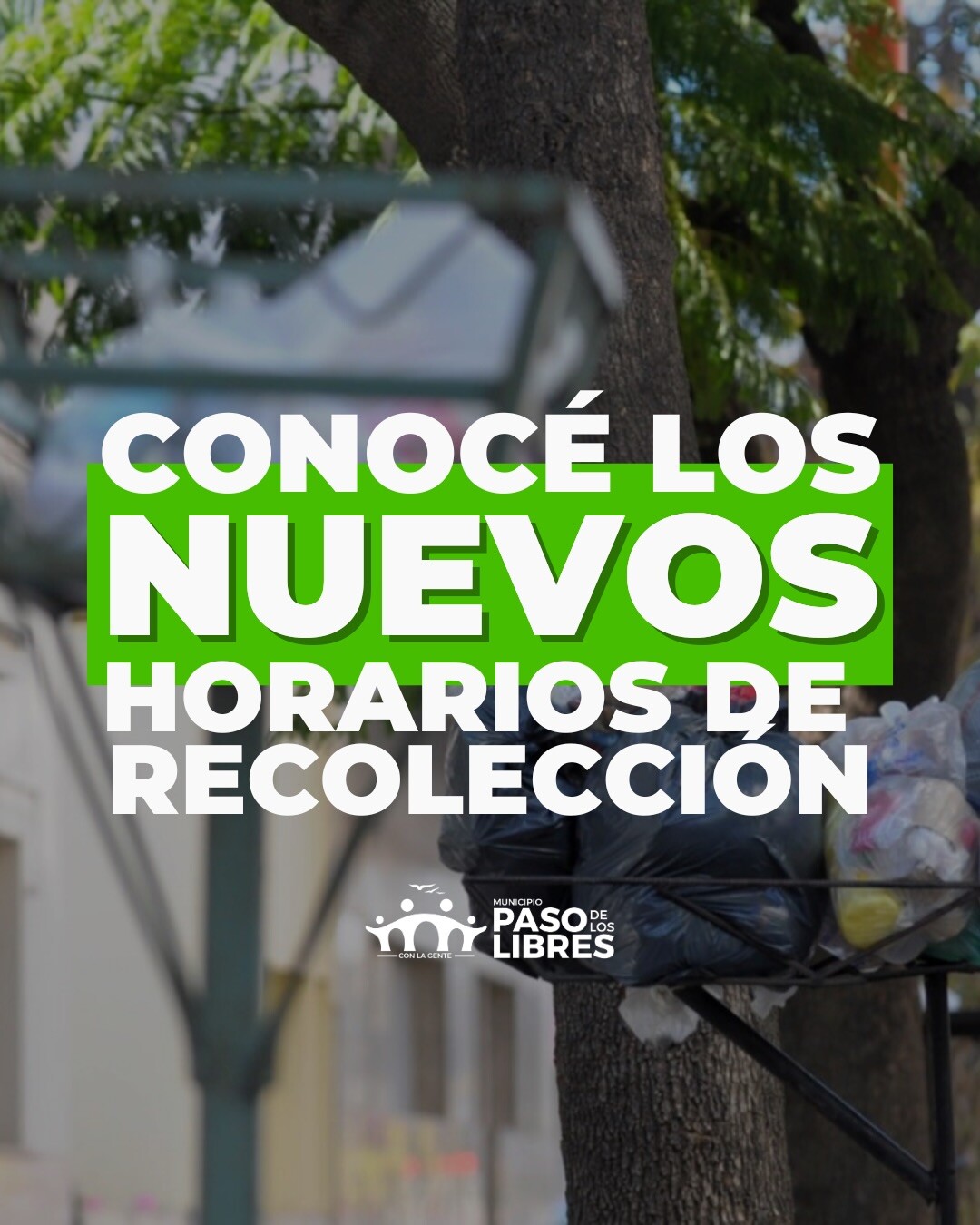 Modificaciones en los horarios y recorridos del servicio de recolección de residuos.