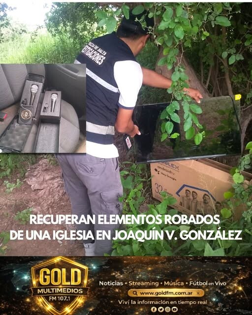 RECUPERAN ELEMENTOS ROBADOS DE UNA IGLESIA EN JOAQUÍN V. GONZÁLEZ