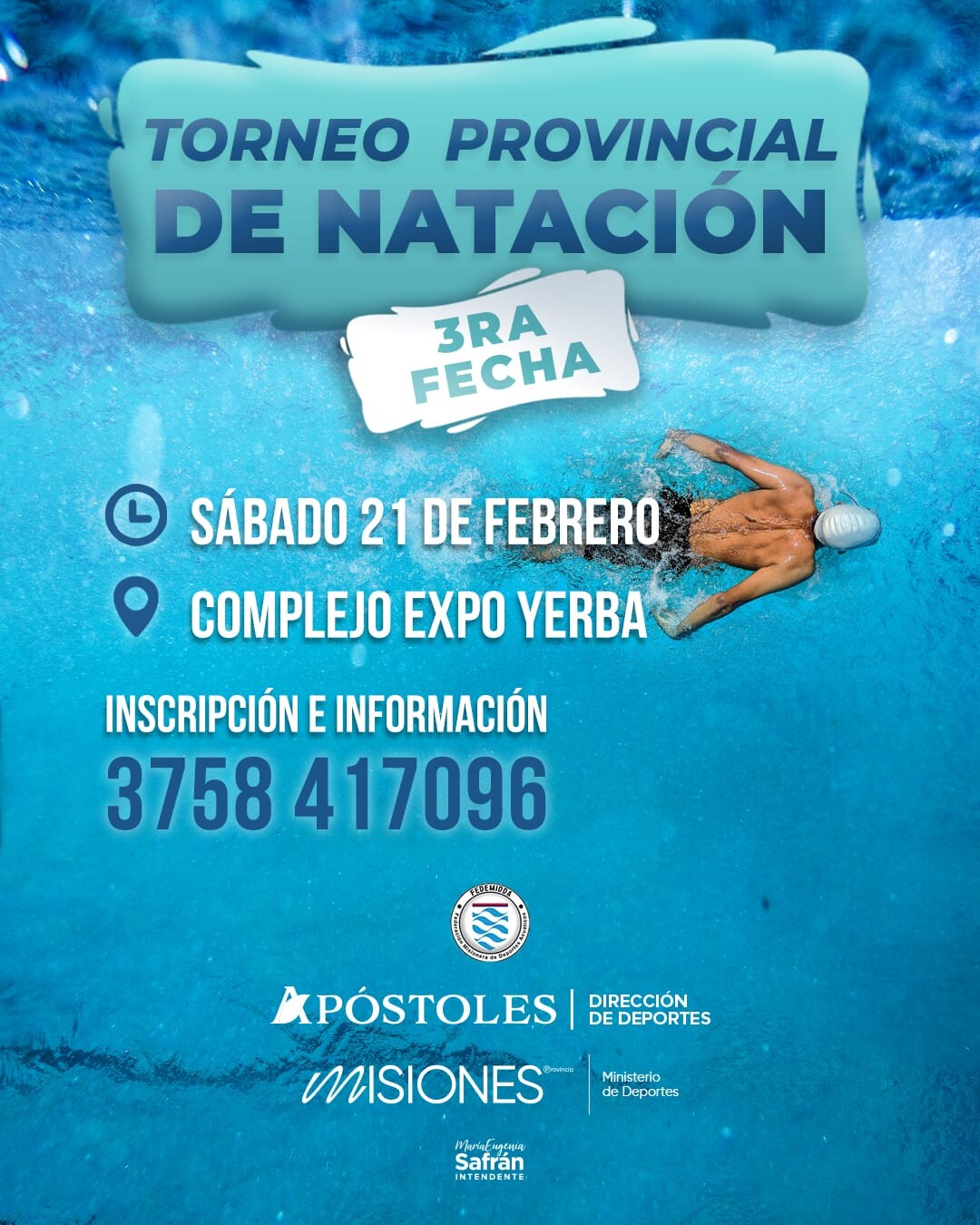Apóstoles será sede de la tercera fecha del Torneo Provincial de Natación