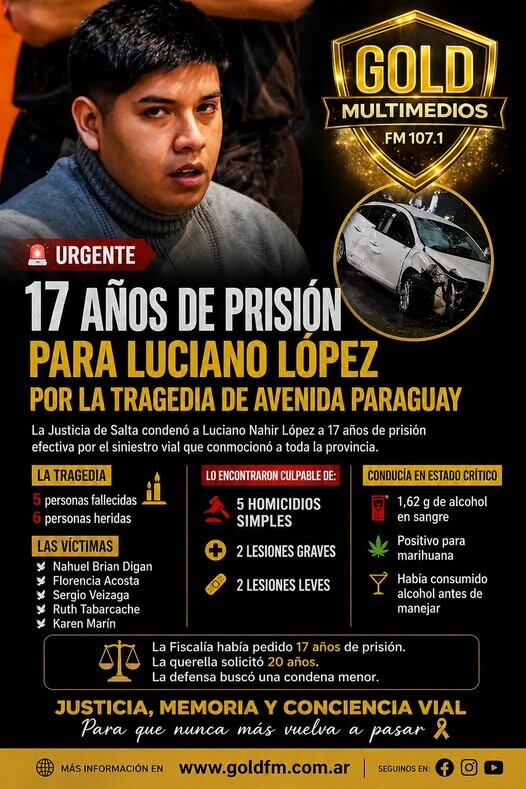 JUSTICIA EN SALTA: 17 AÑOS DE PRISIÓN POR LA TRAGEDIA DE AVENIDA PARAGUAY