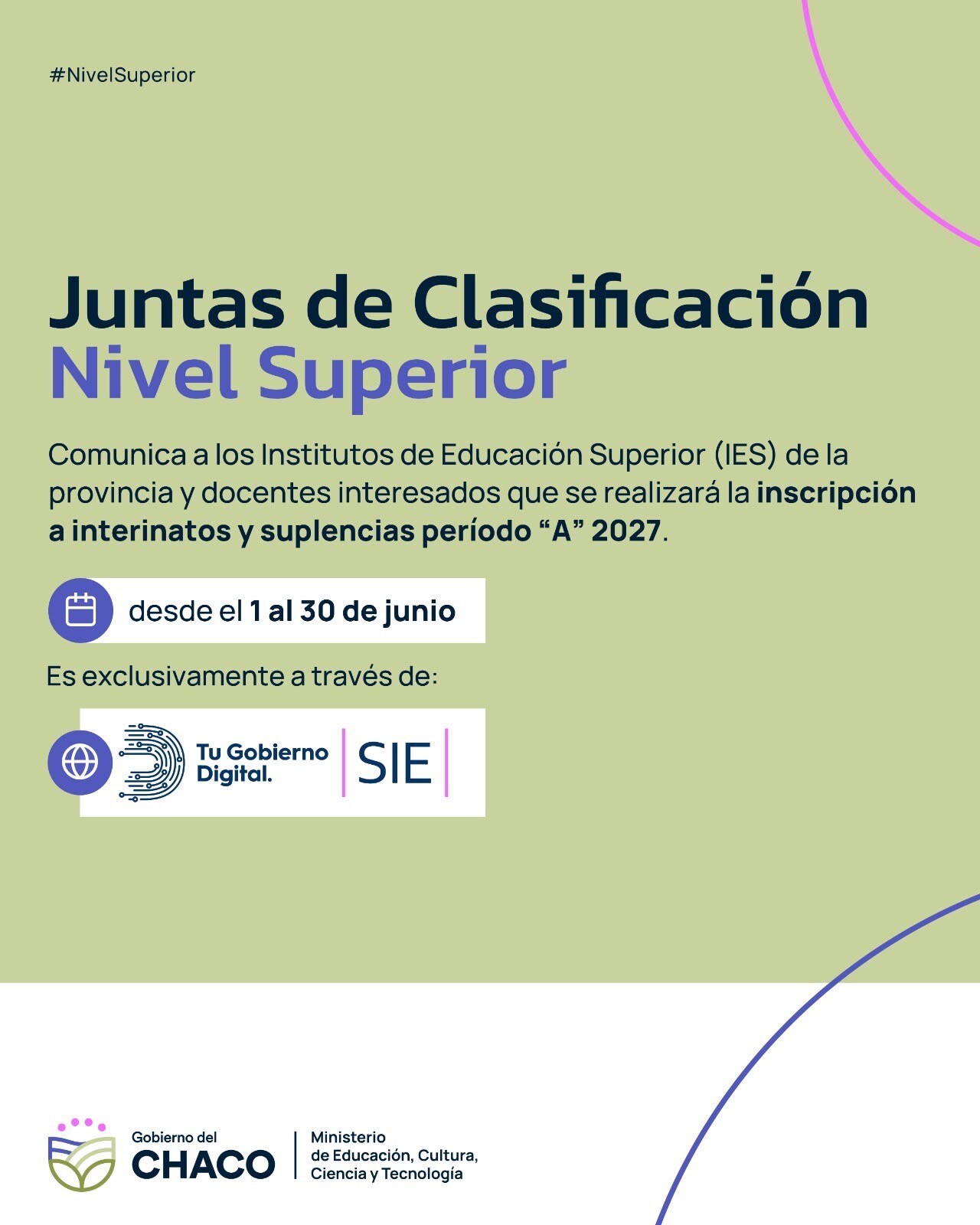 NIVEL SUPERIOR: ABRE LA INSCRIPCIÓN A INTERINATOS Y SUPLENCIAS PARA EL PERÍODO “A” 2027