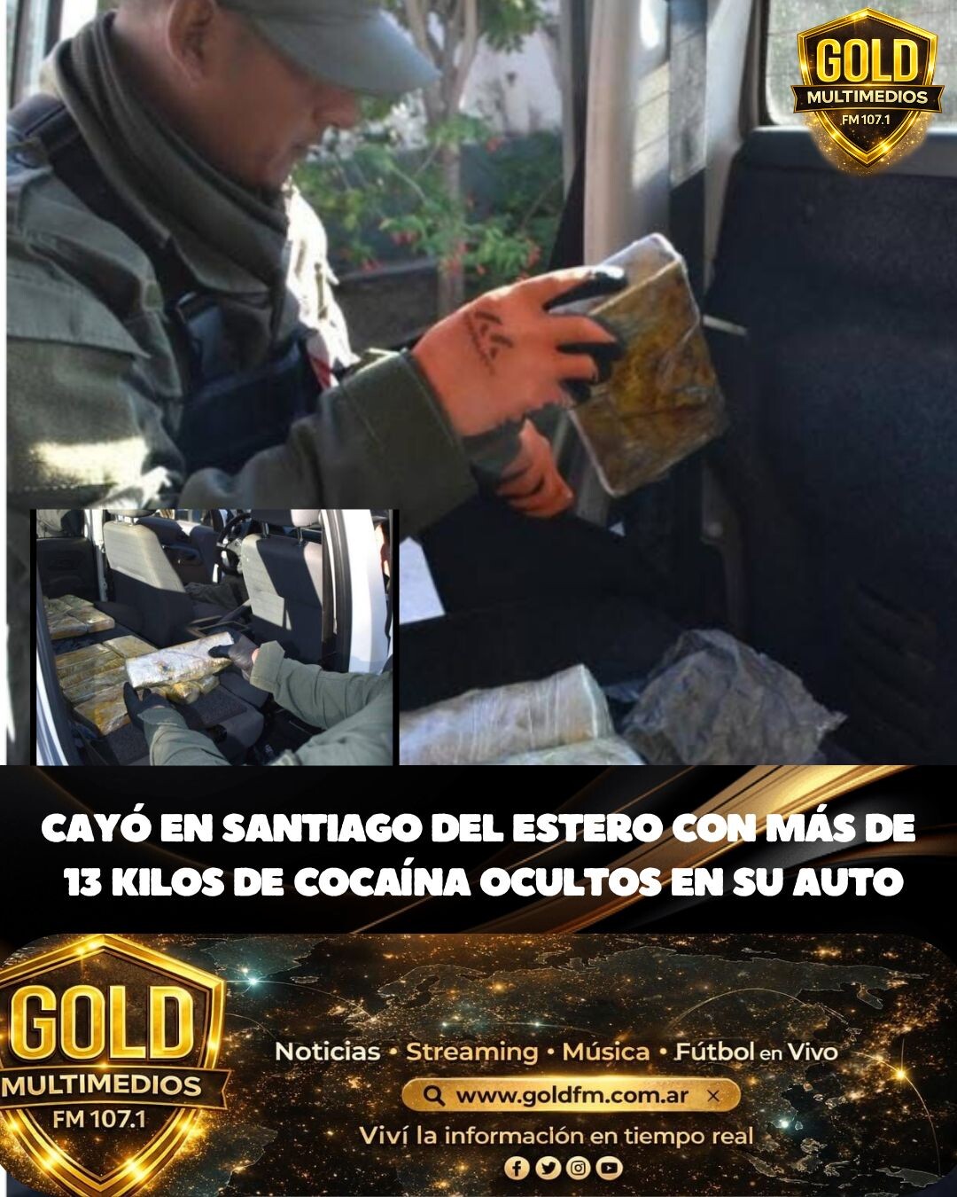 NARCOENCOMIENDA: DETIENEN A UN HOMBRE CON MÁS DE 13 KILOS DE COCAÍNA OCULTOS EN SU AUTOMÓVIL
