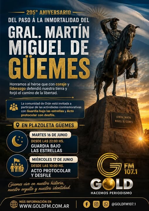 ORÁN RINDE HOMENAJE AL GENERAL MARTÍN MIGUEL DE GÜEMES