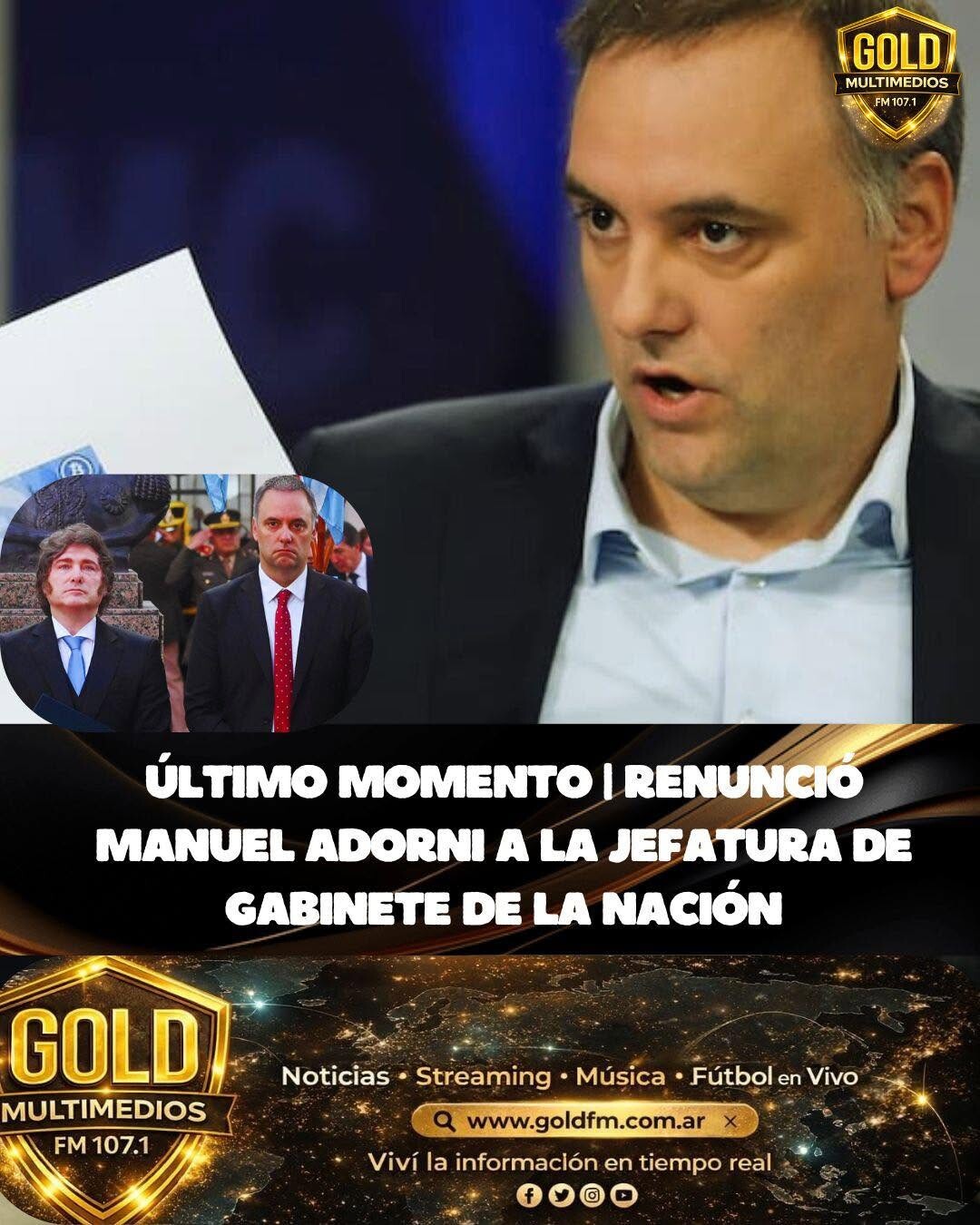 Renunció Manuel Adorni a la Jefatura de Gabinete de la Nación