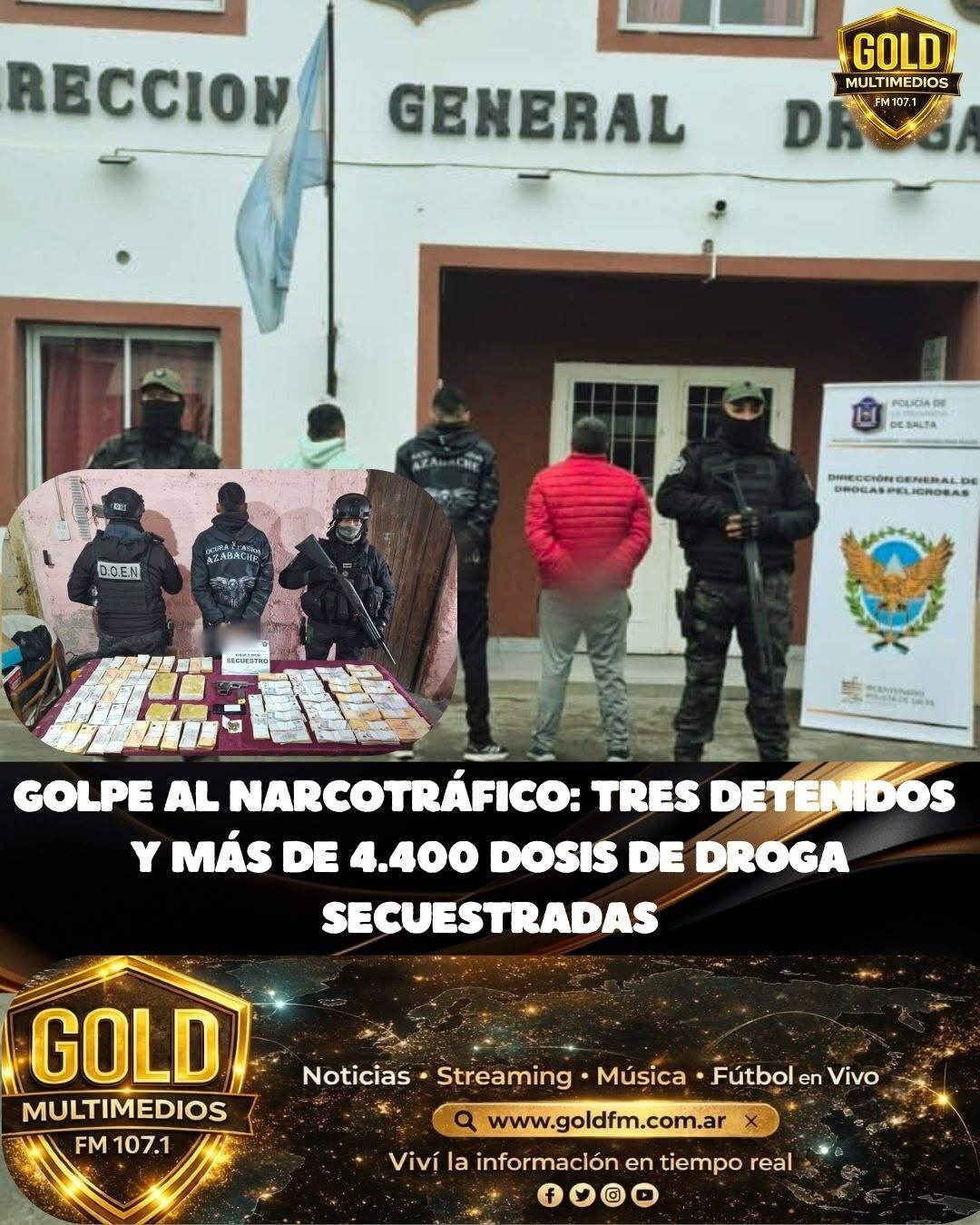 Golpe al narcotráfico: tres detenidos y más de 4.400 dosis de droga secuestradas en Salta
