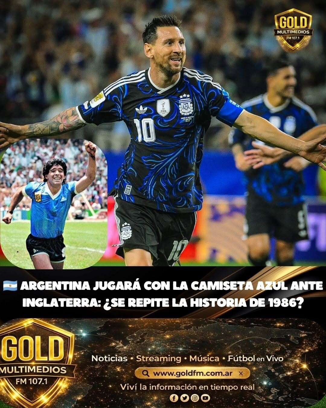 Argentina jugará con la camiseta azul ante Inglaterra: ¿se repetirá la historia de 1986?