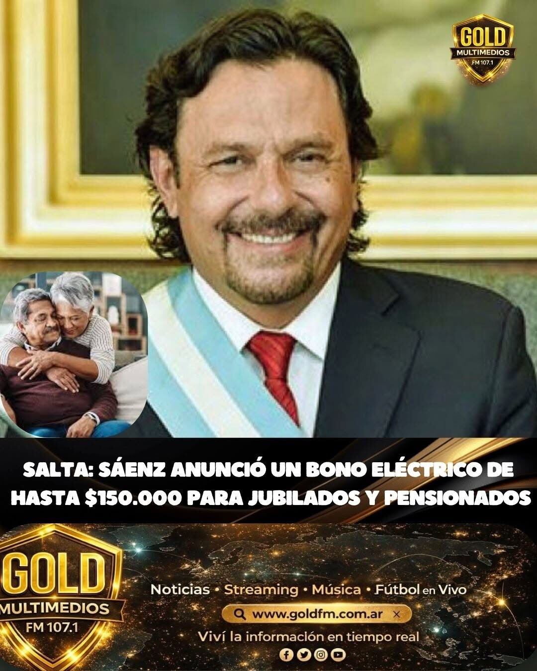 Salta: Sáenz anunció un bono eléctrico de hasta $150.000 para jubilados y pensionados