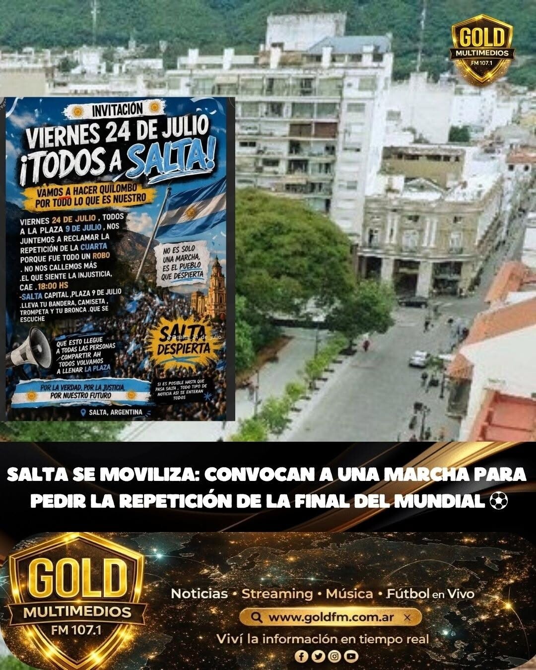 Convocan en Salta a una marcha para pedir la repetición de la final del Mundial 2026