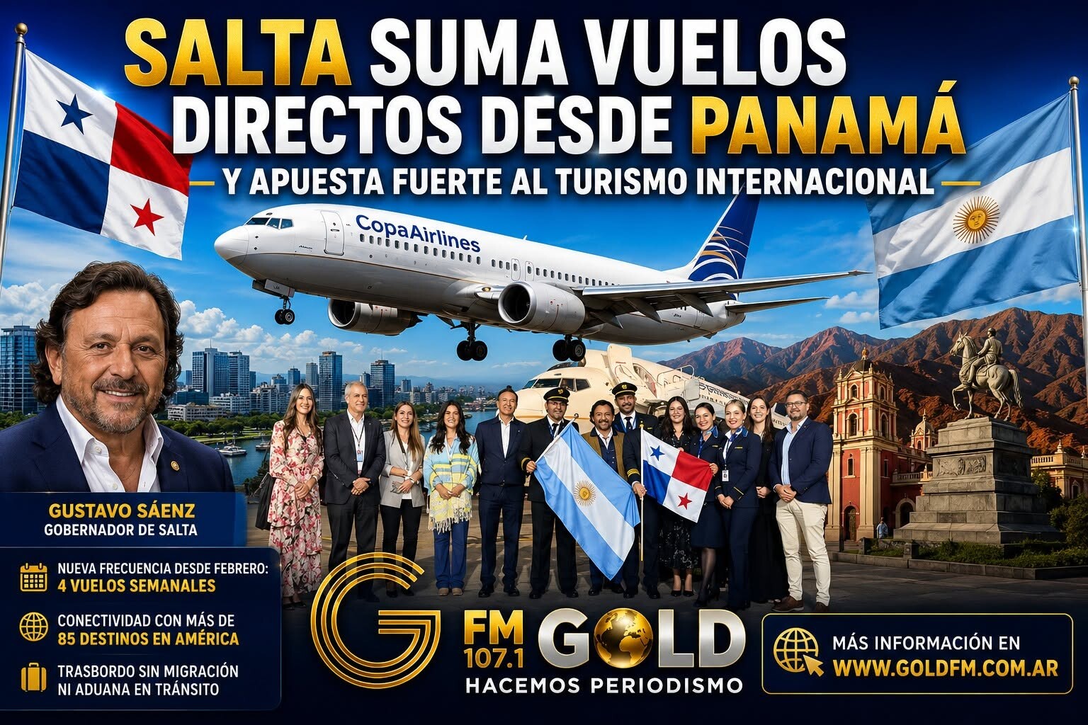Salta suma vuelos directos desde Panamá y apuesta fuerte al turismo internacional
