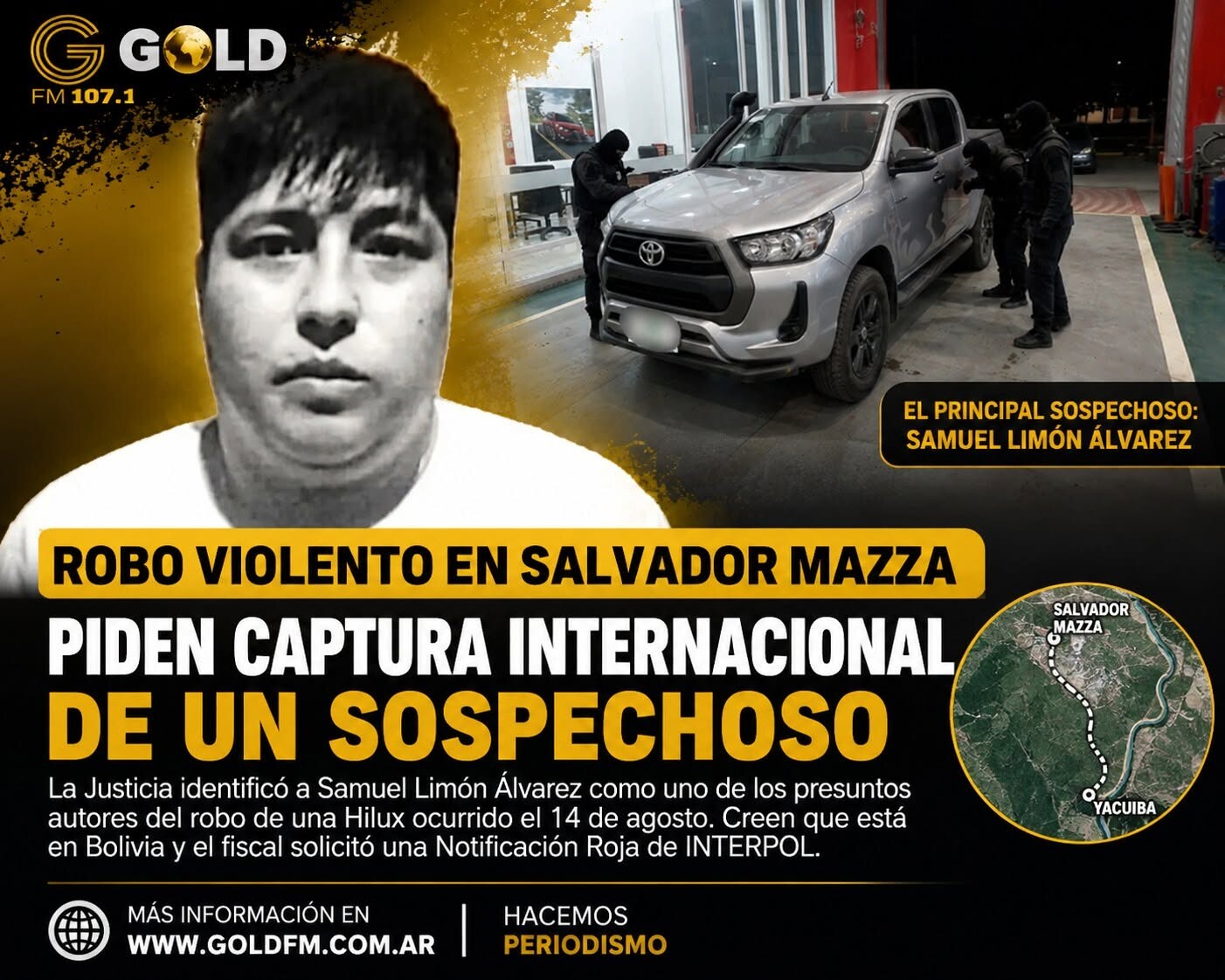 Nuevo avance en el robo de una hilux en salvador mazza: piden captura internacional de un sospechoso