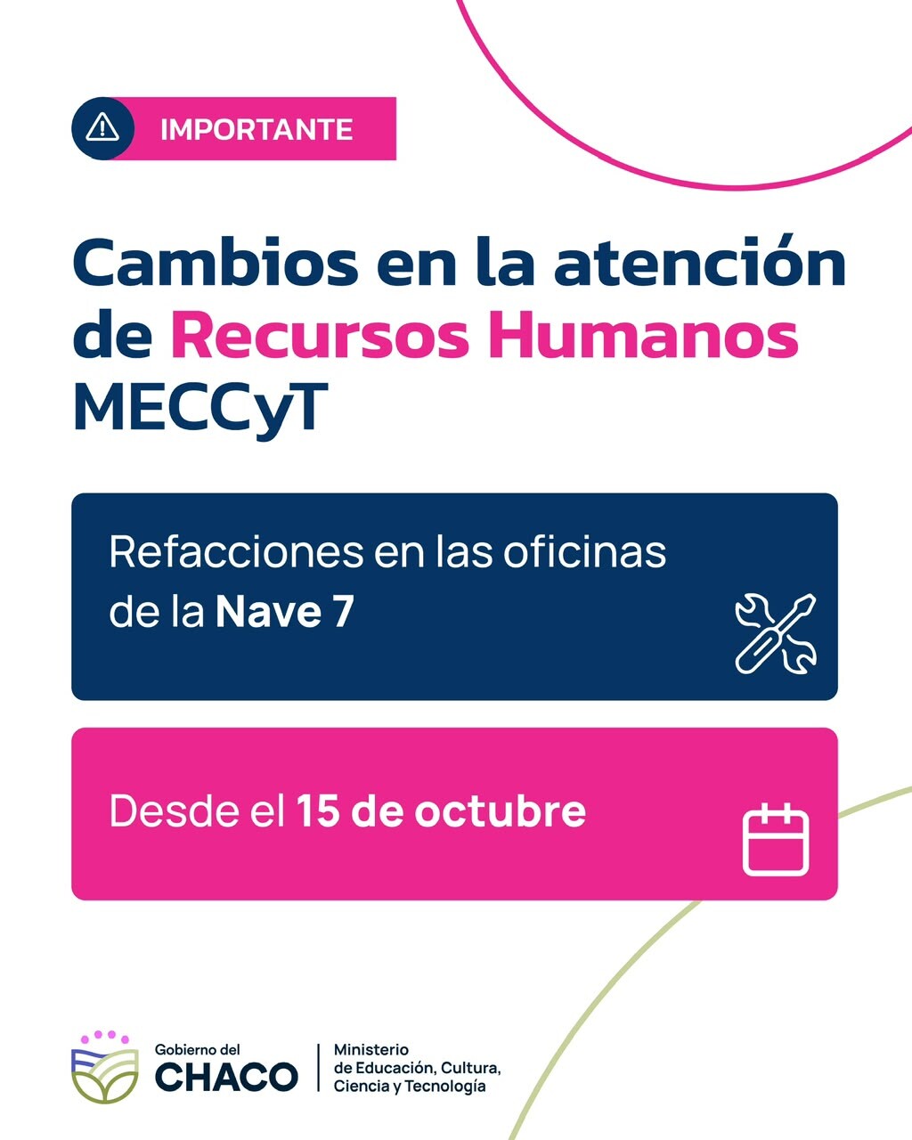 POR REFACCIONES: DESDE HOY SE MODIFICA LA ATENCIÓN AL PÚBLICO EN LAS OFICINAS DE RECURSOS HUMANOS DE EDUCACIÓN