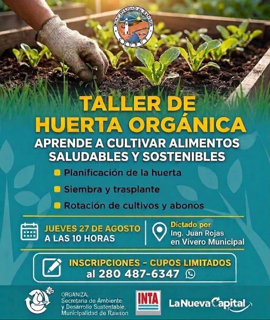 Rawson invita a aprender a cultivar alimentos saludables y sostenibles en un taller de huerta orgánica
