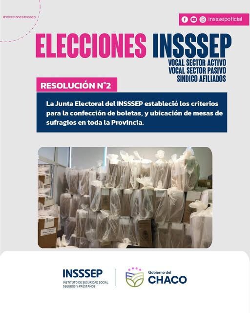 INSSSEP: MESAS DE ACTIVOS EN REPARTICIONES PÚBLICAS Y DE PASIVOS EN ESCUELAS, PARA LA ELECCIÓN DE VOCALES Y SÍNDICO