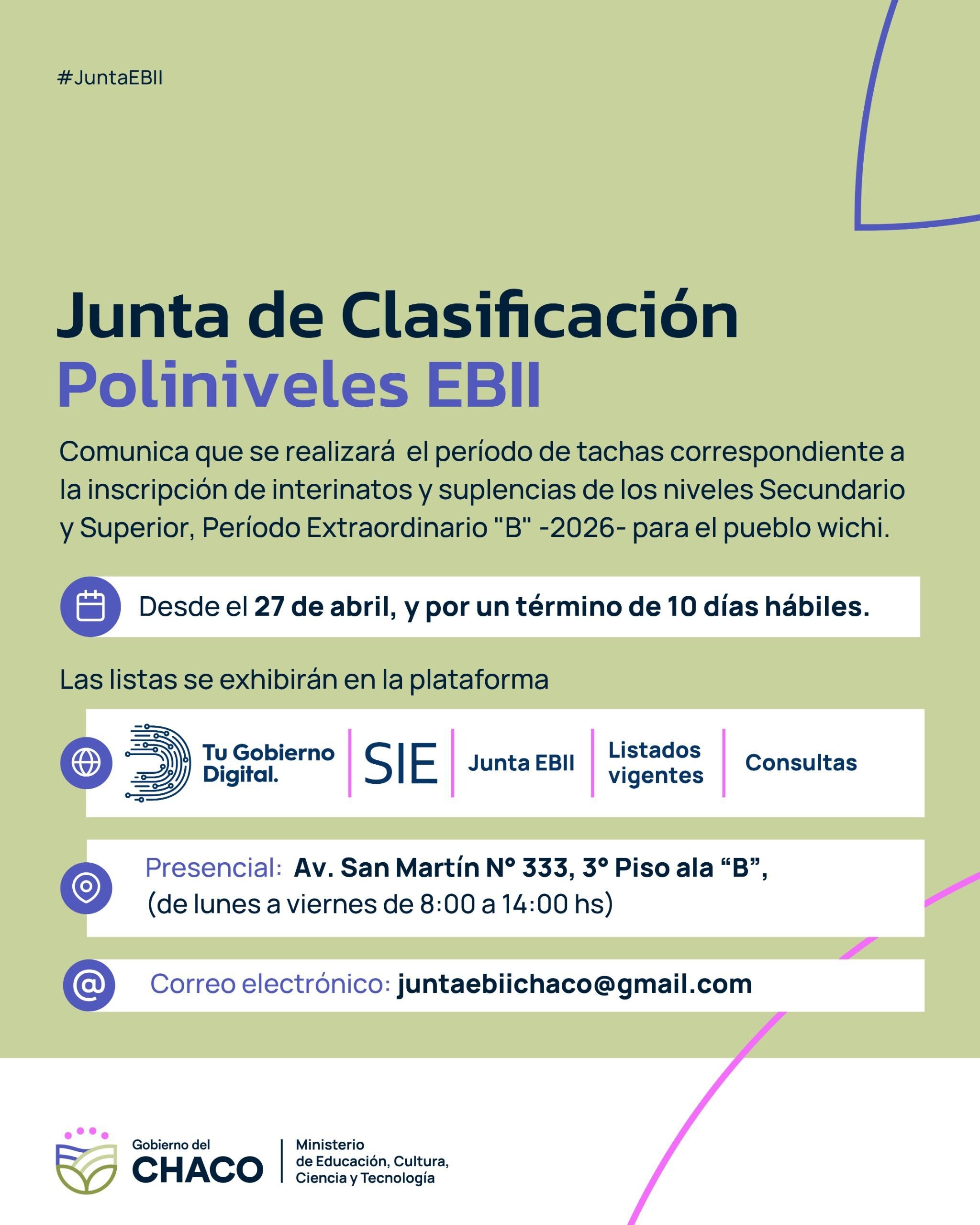 DOCENTES DEL PUEBLO WICHÍ: ABRE EL PERÍODO DE TACHAS PARA INTERINATOS Y SUPLENCIAS 2026