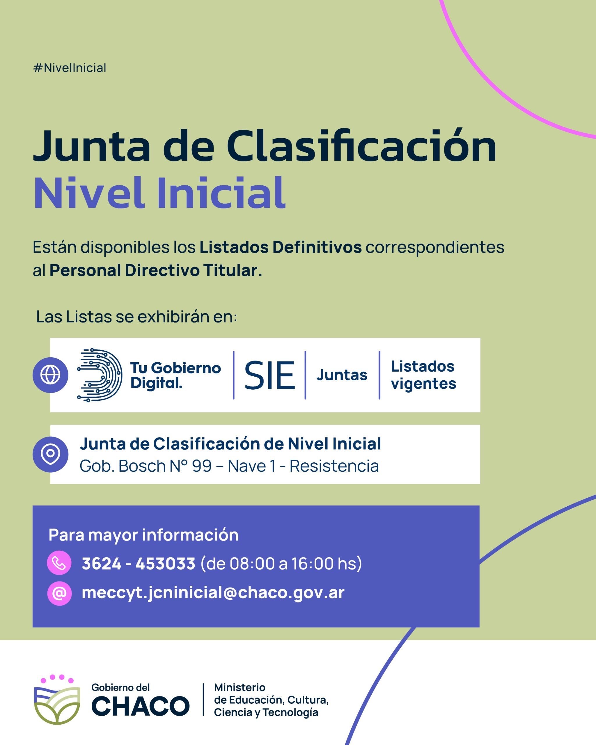 NIVEL INICIAL: PUBLICAN LISTADOS DEFINITIVOS DE PERSONAL DIRECTIVO TITULAR