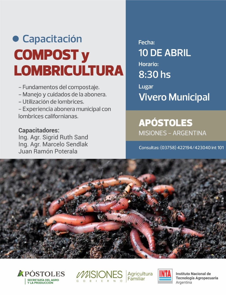 Se Realizará una Capacitación sobre Compost y Lombricultura en el Vivero Municipal