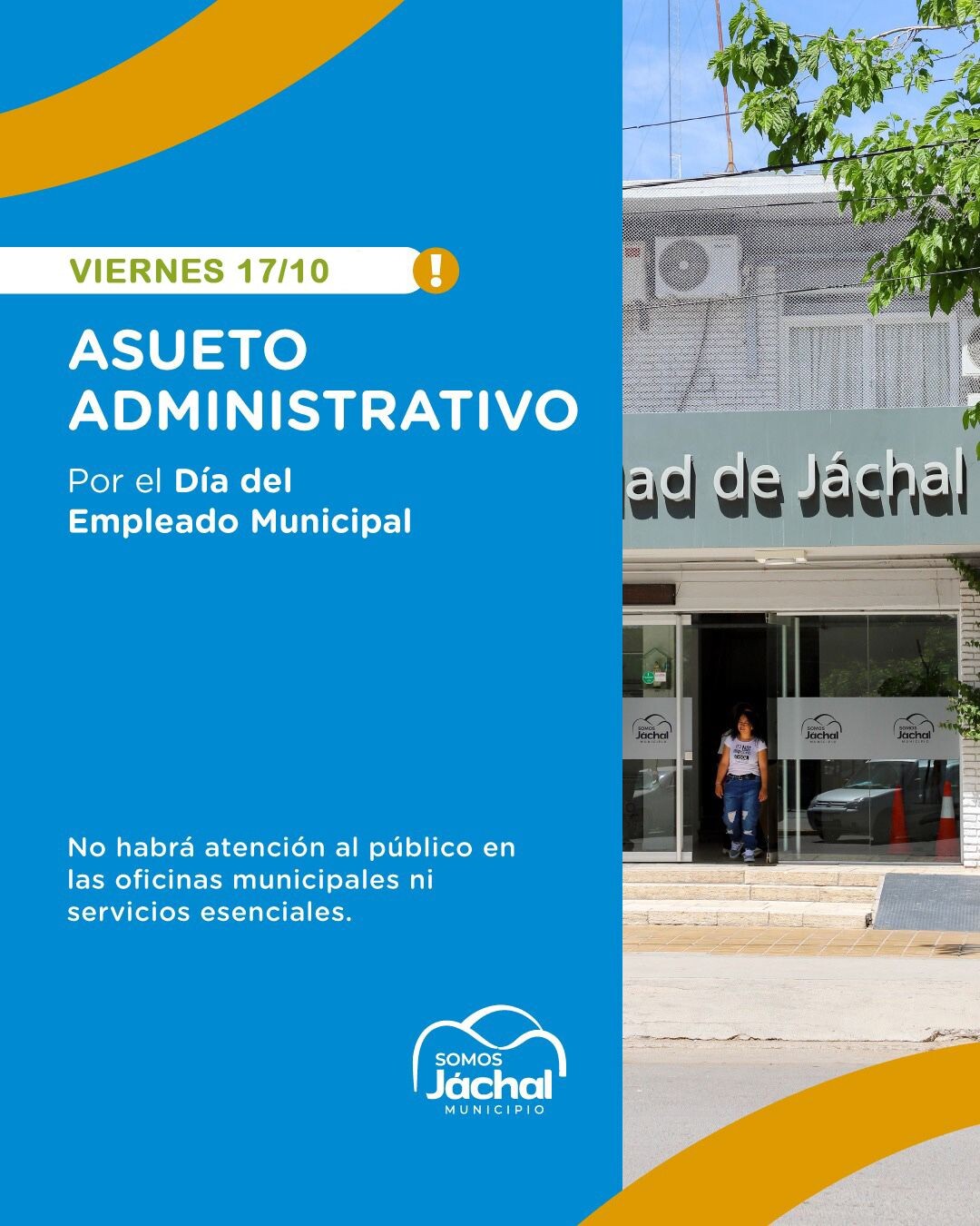 JÁCHAL: Asueto administrativo por el Día del Empleado Municipal