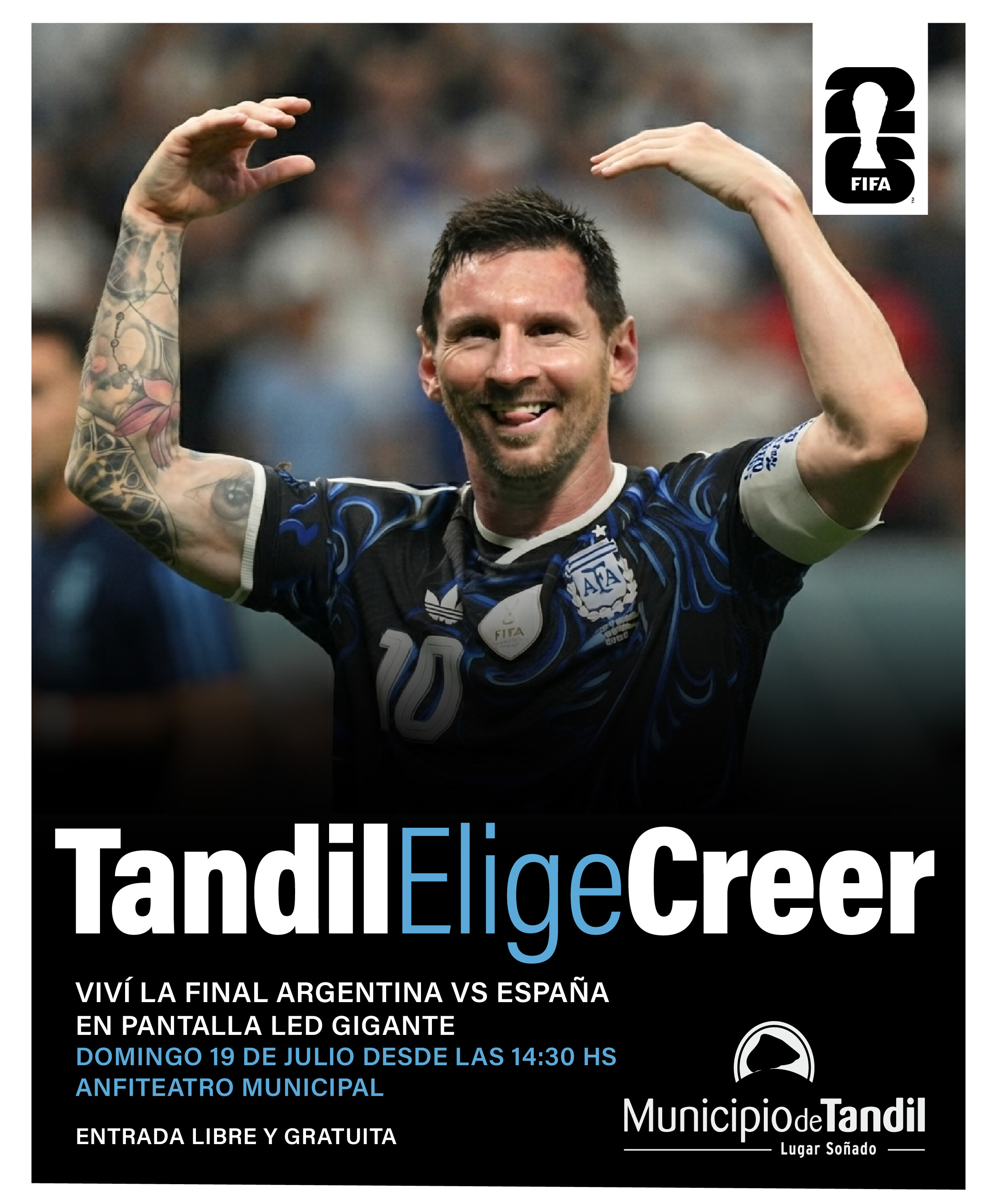 Tandil vuelve al Anfiteatro para alentar con pantalla gigante a la Selección en la final del Mundial