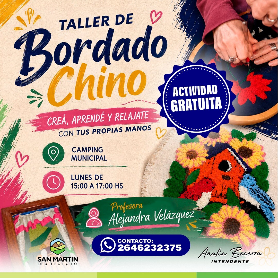 San Martín invita a sumarse al Taller de Bordado Chino