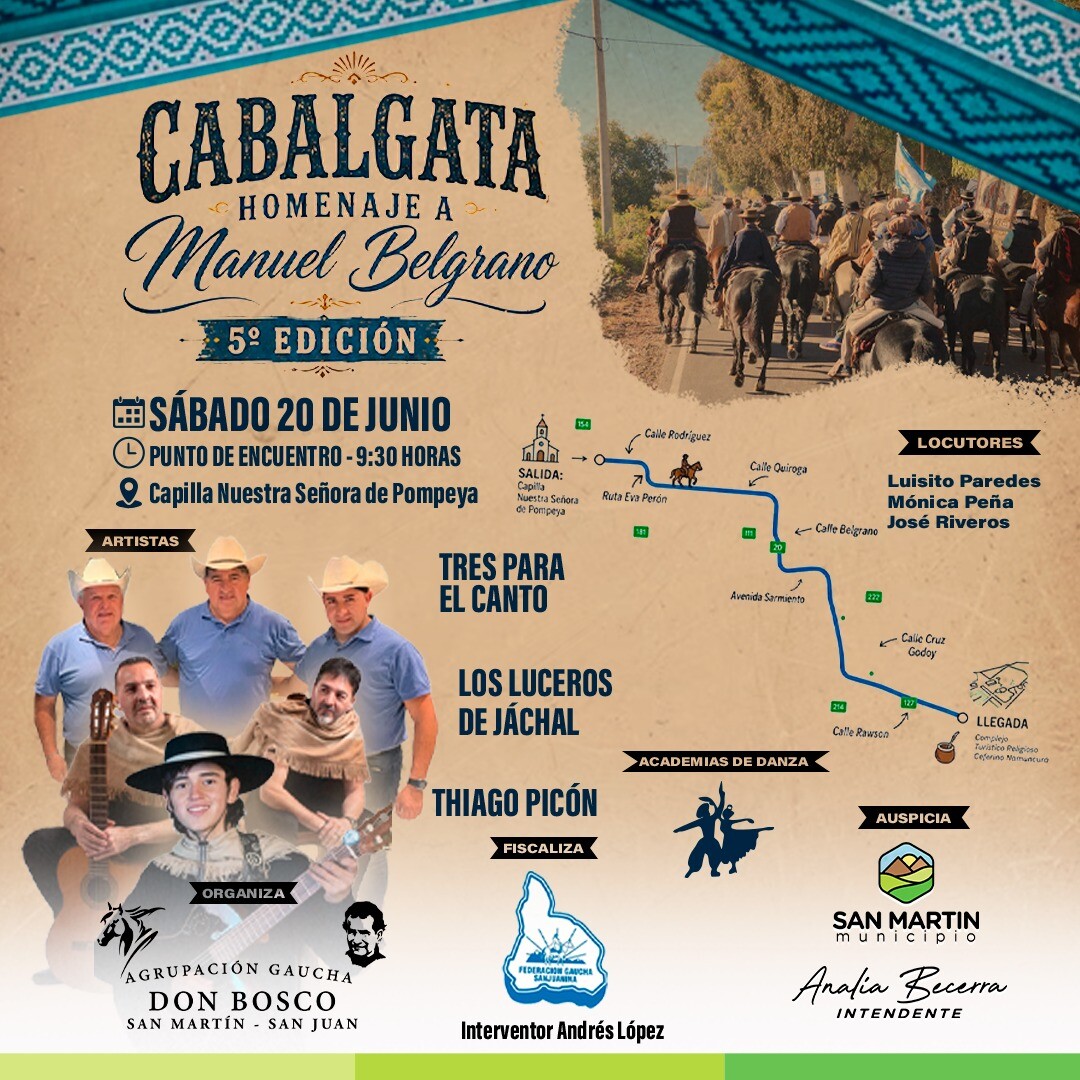 San Martín invita a participar de la 5° Cabalgata Homenaje a Manuel Belgrano